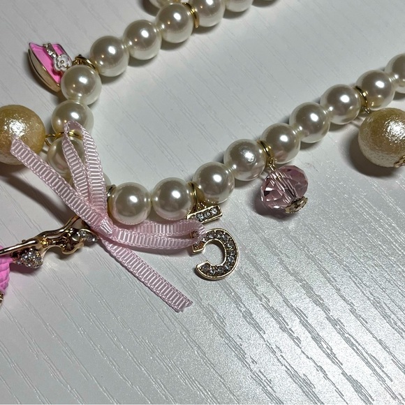 Long Pearl Beaded Necklace with Ballerina Pendant & Charms - Picture 7 of 15